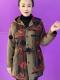 Spring and Autumn coat printed jacket middle-aged mothers wear hooded lapels to make them look slim, loose waist-hugging mid-length windbreaker trend