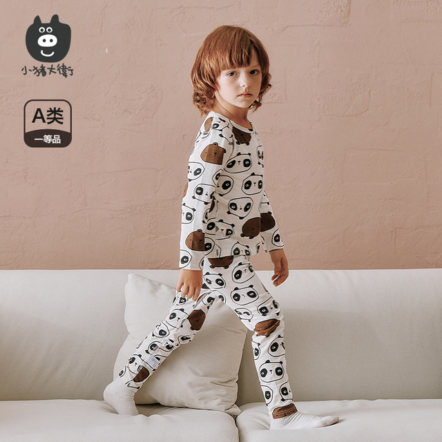 Pig David Autumn underwear suit Boyfriend and female baby girl and girls with cute printed autumn clothes autumn pants without bone pads in underwear jacket