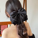 Black satin bow headband hair clip for women 2025 new high-end half-tied hair clip ponytail clip on the back of the head