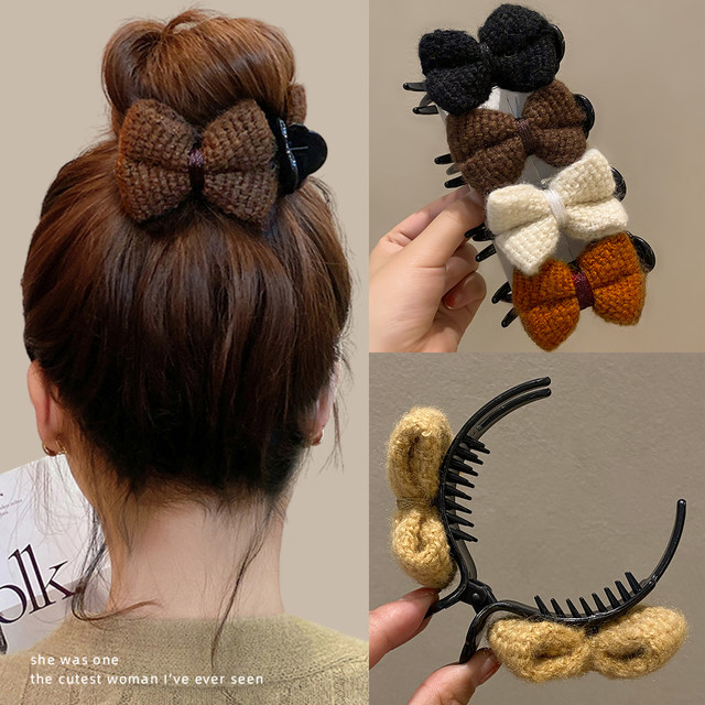 Baby hair clip for women with autumn and winter high-end bows grabbing clips hair clips on the back of the head