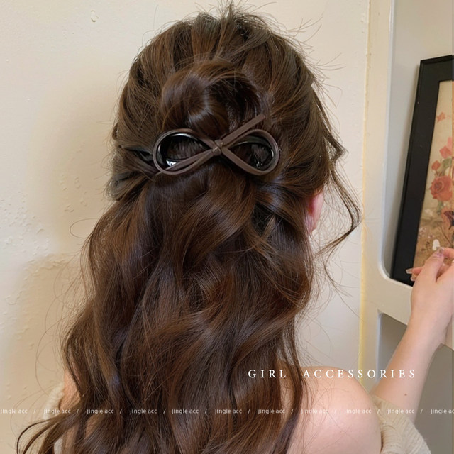 Bow hair clip one-line clip for women 2025 new high-end style hair twist clips with large hair volume and headpiece