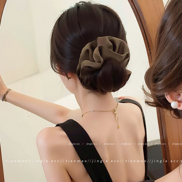 Zhao Lusi oversized satin large intestine hair ring for women 2025 new high-end meatball head rope headband flower headband hair accessories