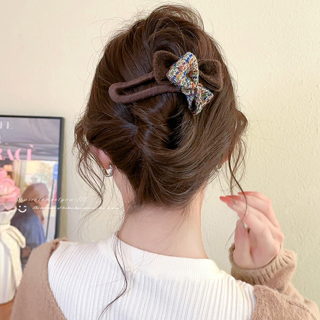 Autumn and winter flower duckbill hair clip women's 2025 new high-end hair grab clip back of the head one-word clip headwear