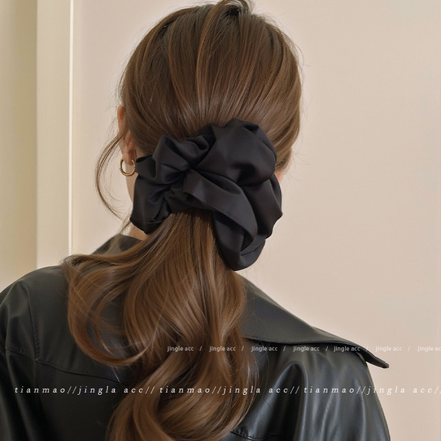 Zhao Lusi oversized satin large intestine hair ring for women 2025 new high-end meatball head rope headband flower headband hair accessories