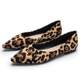 2025 new European and American pointed-toe leopard print single shoes shallow mouth flat shoes 41 42 large size women's shoes