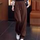 Lamb velvet wide-leg pants for women in autumn and winter Chenille women's pants plus velvet thickened warm large size mother's straight pants