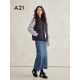 A21 women's black sleeveless cotton jacket 2024 Winter new simple vest dark buckle down cotton polo collar cotton clothes