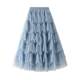Cake skirt 2025 autumn new mesh long skirt design skirt versatile mesh spliced ​​puffy skirt 1219

