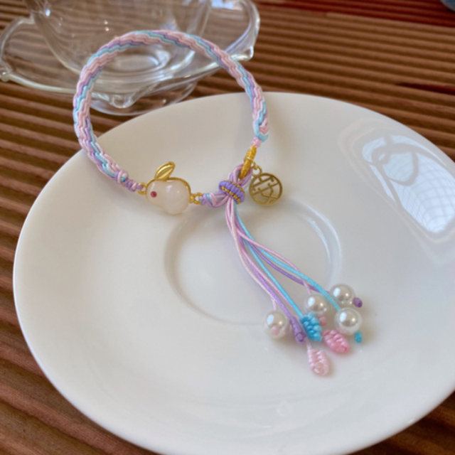 Mid-Autumn Festival colorful rope for couples Jade Rabbit Bracelet handmade gift woven hand rope diy material package
