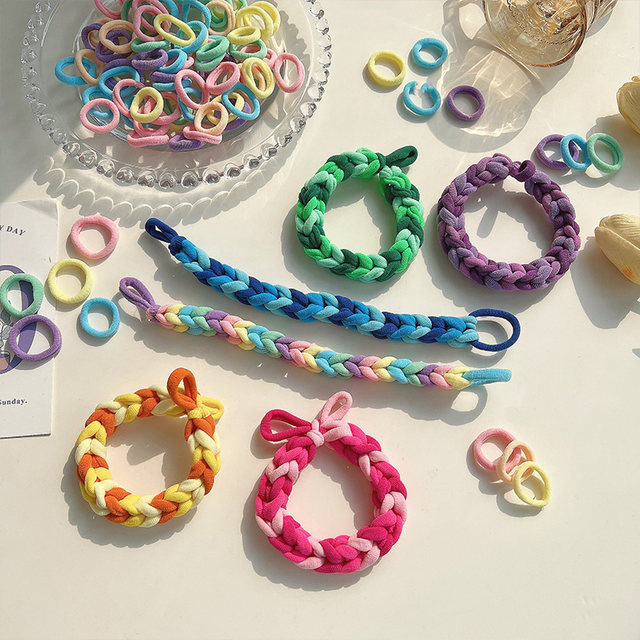 Klein blue bestie small rubber band diy braided bracelet couple bestie dopamine tie headband leather set hair accessories summer