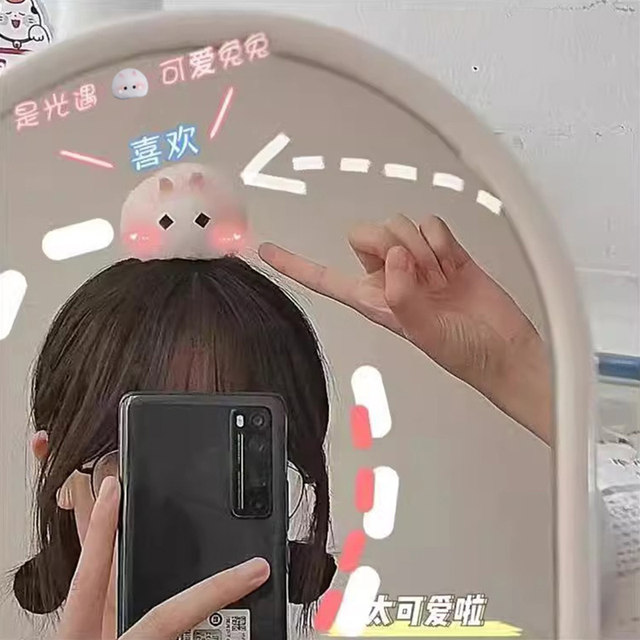Cute fluffy bunny hair clip for women with light cos headdress forehead bangs top of head without marks one-line hair card