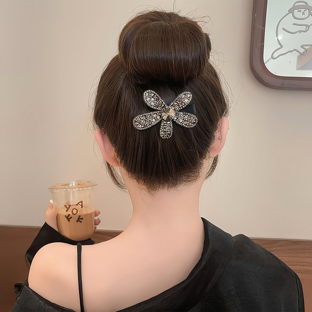 Full diamond flower hairpin Huayan bangs clip for women with high-end broken hair duckbill clip hairpin side one-word clip headdress