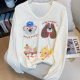 Cartoon printed long-sleeved T-shirt for women in summer lazy holiday sunscreen blouse loose large size 300 Jin [Jin equals 0.5 kg] fat mm top