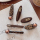 Leopard print round bead hair clip for women's forehead side clip 2025 new style broken hair bangs clip high-end hairpin headdress hair accessories