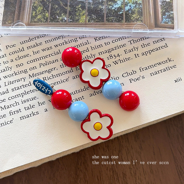 Rock Sugar Haw~Flower Hairpin Women's Side Clip Sweet Forehead Hairpin One-word Bangs Clip Headwear 2025 New Style