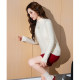 Tang Shi Base Shirt New Women's Half High Neck Wrap with Fleece Clean Black and White Slim Temperature Top