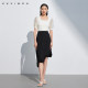 Nicky Wen's temperament commuting versatile skirt trendy summer new irregular wavy black midi skirt for women