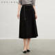 Jah Qianwen's simple commuting A-line skirt 2025 summer new fashion pleated skirt solid color midi skirt for women
