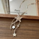 Retro Silver Star Pendant Necklace Women's Autumn and Winter Niche Design Light Luxury High-End Sweater Chain Versatile Long Accessory
