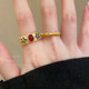 
Medium-old gold enamel pattern ring for women niche design high-end index finger ring retro new Chinese finger ring