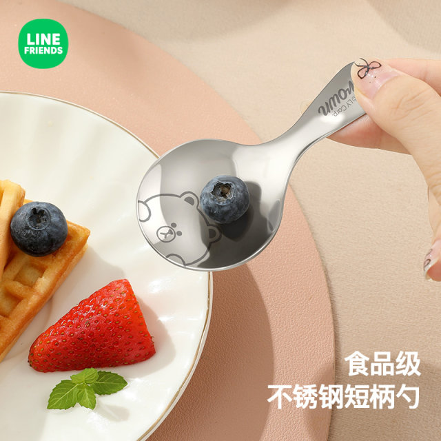 Circular Tea Spoon 304 stainless steel short-handled round spoon, children's spoon ...