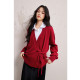 Qiushui Yiren Chinese style red sweater 2025 spring new women's sweet V-neck top fashionable knitted cardigan