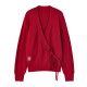 Qiushui Yiren Chinese style red sweater 2025 spring new women's sweet V-neck top fashionable knitted cardigan