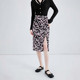 Qiushui Yiren Exole floral chiffon straight skirt autumn girl elegant versatile slit midi skirt