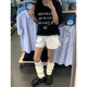White polka dot embroidered sports shorts for women in summer thin casual loose small high waist design wide-leg pants