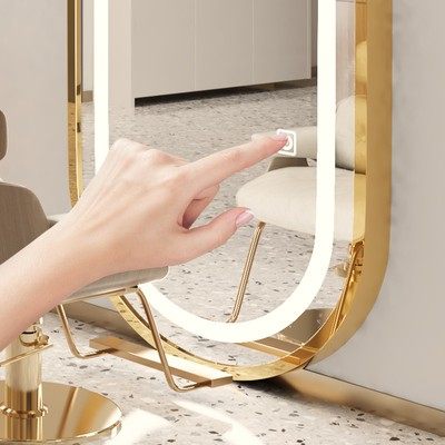 Barber shop mirror Internet celebrity beauty salon mirror trendy wall-mounted LED touch mirror hair salon special hair cutting mirror