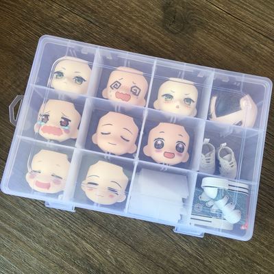 taobao agent OB11 baby baby shoes storage box accessories BJD8 points Blythe GSC clay head 24 grid transparent plastic box