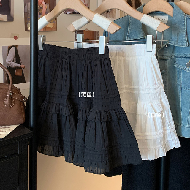 Ballet style white puffy skirt for women summer large size high waist slim small cake skirt covering hips A-line short skirt
