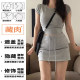 Gray drawstring sports short skirt for women in summer, small size, high waist, slim A-line bathroom skirt, hip skirt
