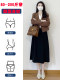 Black professional suit umbrella skirt skirt for women autumn and winter large size fat mm mid-length high waist slim drooping A-line skirt