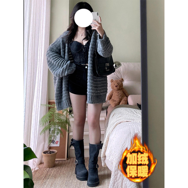 Black and velvet hot girl short pants female autumn and winter slightly fat large size thick casual high -waisted women's group leggings A -line hot pants
