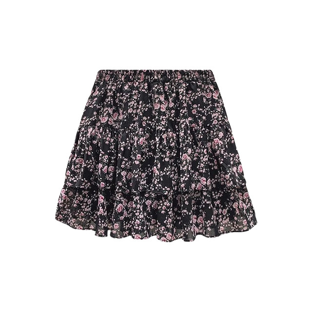 
Korean floral skirt for women in summer large size high waist A-line fluffy skirt for ruffled edges covering hips to make them look slim cake skirt