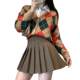 Pleated skirt for women in spring and summer jk white a-line skirt new Korean style high-waist short skirt autumn and winter large-size plaid skirt
