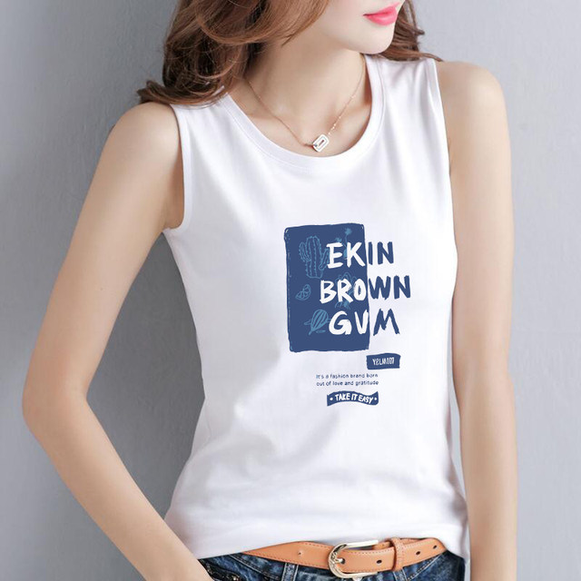 Pure cotton running sports black and white suspender vest women's sleeveless T-shirt Korean style loose large size outer wear 2025 summer