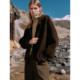 ELLE retro hooded woolen coat for women 2024 winter new short wool coat