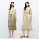 Evely outlets store French chiffon fabric drawstring waist long long sleeve floral dress for spring and summer women