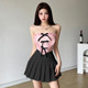 SylCue summer sweet and spicy temperament age-reducing bow love tube top vest fungus lace slimming short top