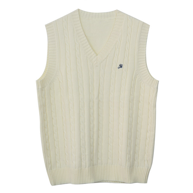 Ache's big size jk original fat mm college style V-neck knitted vest sleeveless twist sweater looks thin in spring and autumn