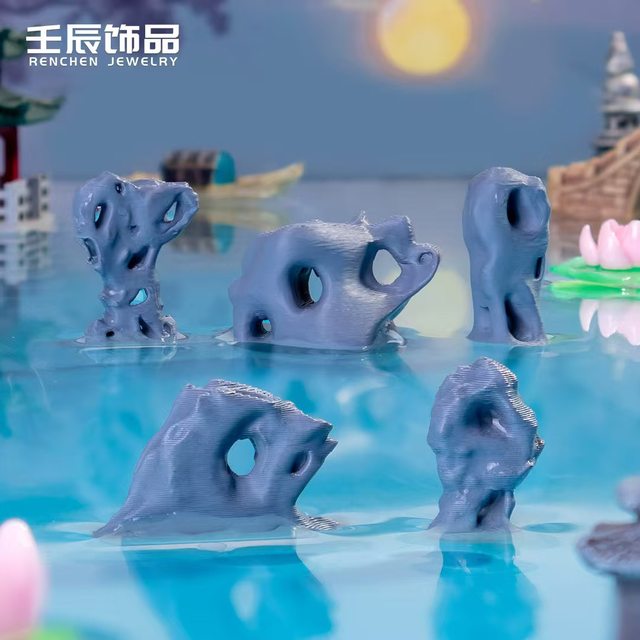 Simulated rockery water pavilion bridge landscaping artistic conception Chinese micro landscape gardening bonsai tea table niche crafts small ornaments