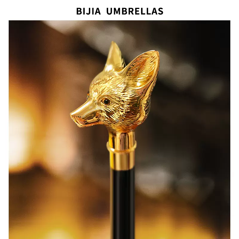 Bijia英國貴族傘動物頭狐狸紳士復古直桿長柄雨傘男定製