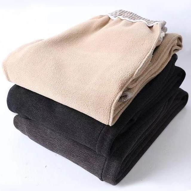 New autumn and winter plus velvet trousers for middle-aged and elderly women's grandmother wears high waist pants for mother wears elastic waist casual pants