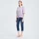 The same style of Matiannu women's clothing in the mall, the new purple printed shirt, white mid-sleeved short top shirt
