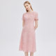 The same style of Matiannu women's clothing in the mall, spring and summer new pink lace bead round neck dress, short-sleeved waist skirt