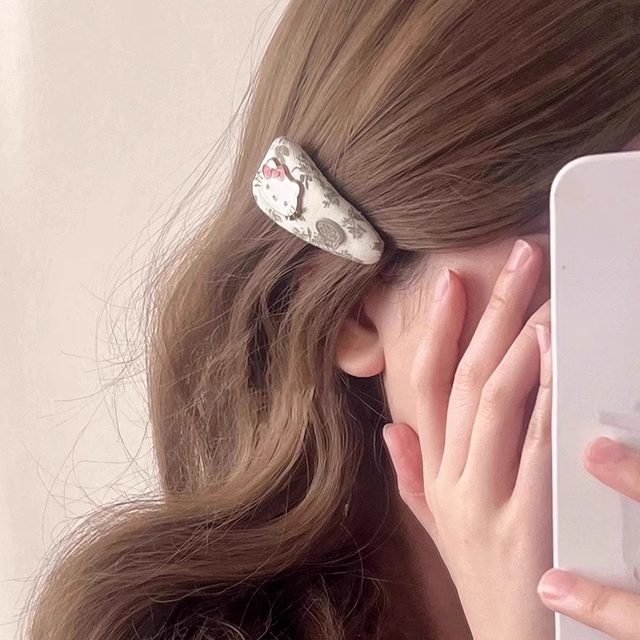 
Pink floral kittty hair clip female side clip girl heart forehead broken hair bangs clip hair card bb clip hair accessories