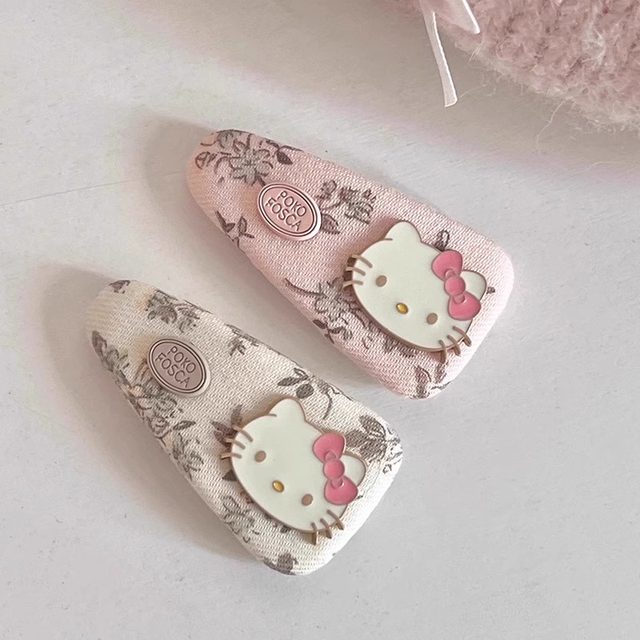 
Pink floral kittty hair clip female side clip girl heart forehead broken hair bangs clip hair card bb clip hair accessories