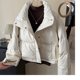 European winter stand collar pu leather no-wash down cotton jacket for women fashionable small person thick warm bread jacket trendy
